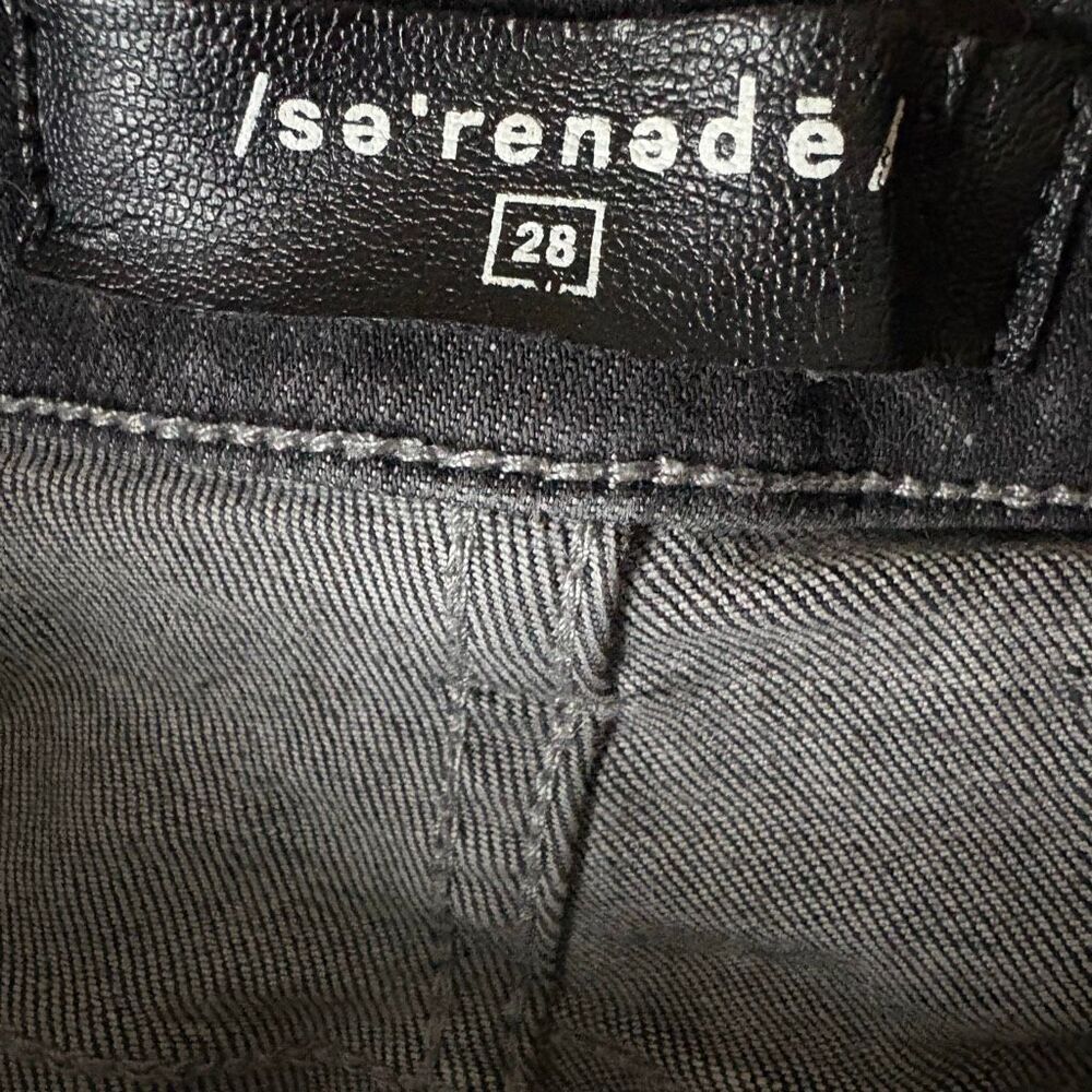 Serenede 28 Black Cargo Skinny Jeans Turquoise Patches Bungees Sporty Edgy Punk - Picture 12 of 14